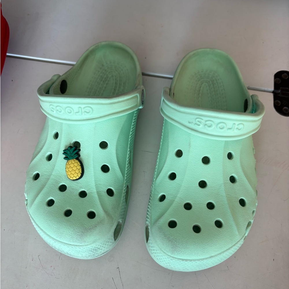 CROCS Light Green Clogs with Pineapple Charm